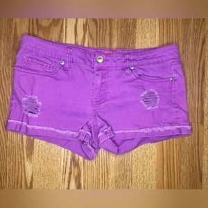 Tinseltown Denim Couture pink distressed denim cutoff shorts